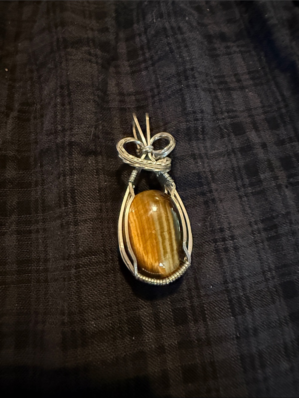 Handcrafted Tiger's Eye Wire-Wrapped Pendant Slider